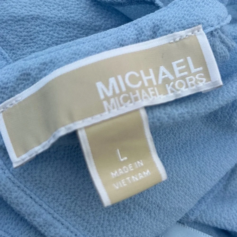 Michael Michael Kors Light Blue Ruffle Cold Shoulder Blouse Top Large